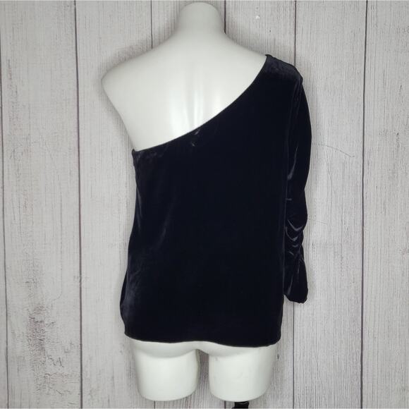 Joie Wayman Black Velvet One Shoulder Top, size 10 - Picture 4 of 9